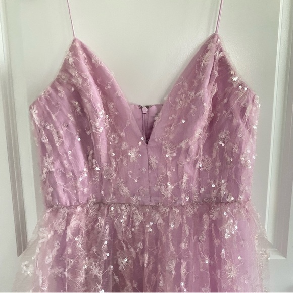 Anthropologie ML Monique Lhuillier Sequin Lace Maxi Dress - Picture 4 of 7